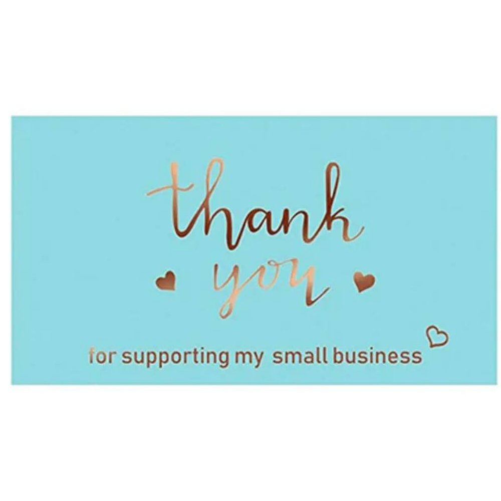 49 Pack Thank You Card Small Business Teal 3.5" X 2"